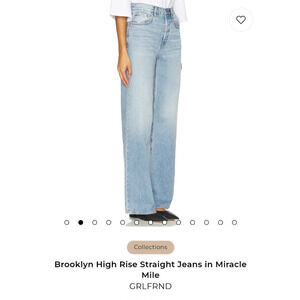 GRLFRND Brooklyn High Rise Loose Straight Blue Denim Jeans Women’s 30 Revolve